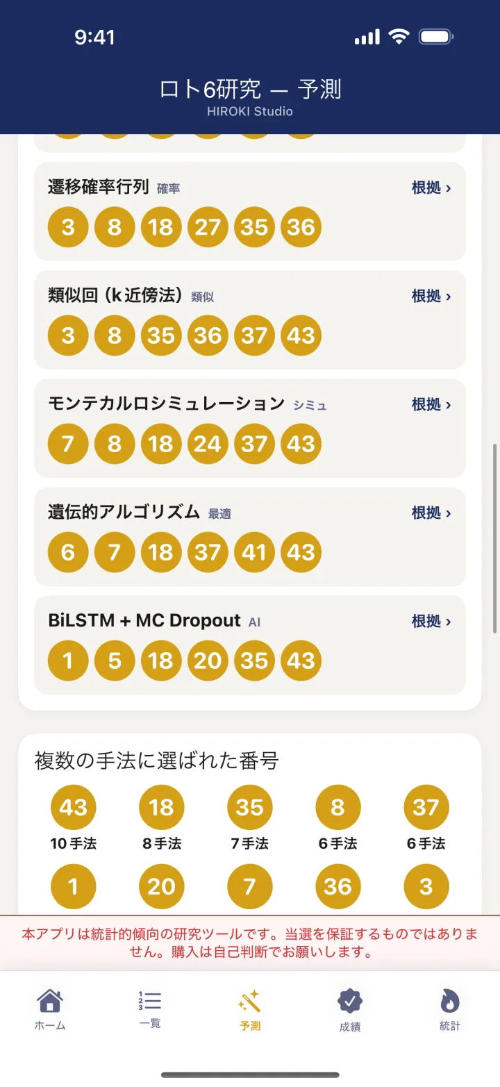 複数の手法に選ばれた番号の集計